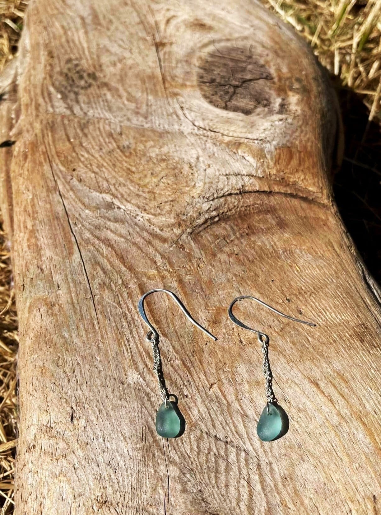 Seaglass Earrings(Cerulean Blue)