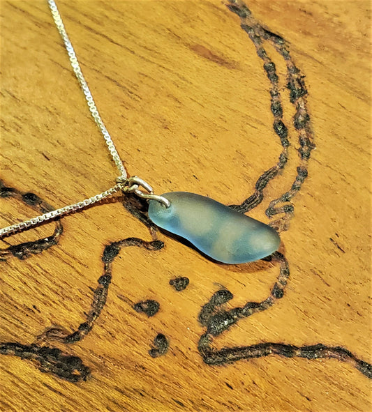 Seaglass Necklace-(Light Cerulean Blue)