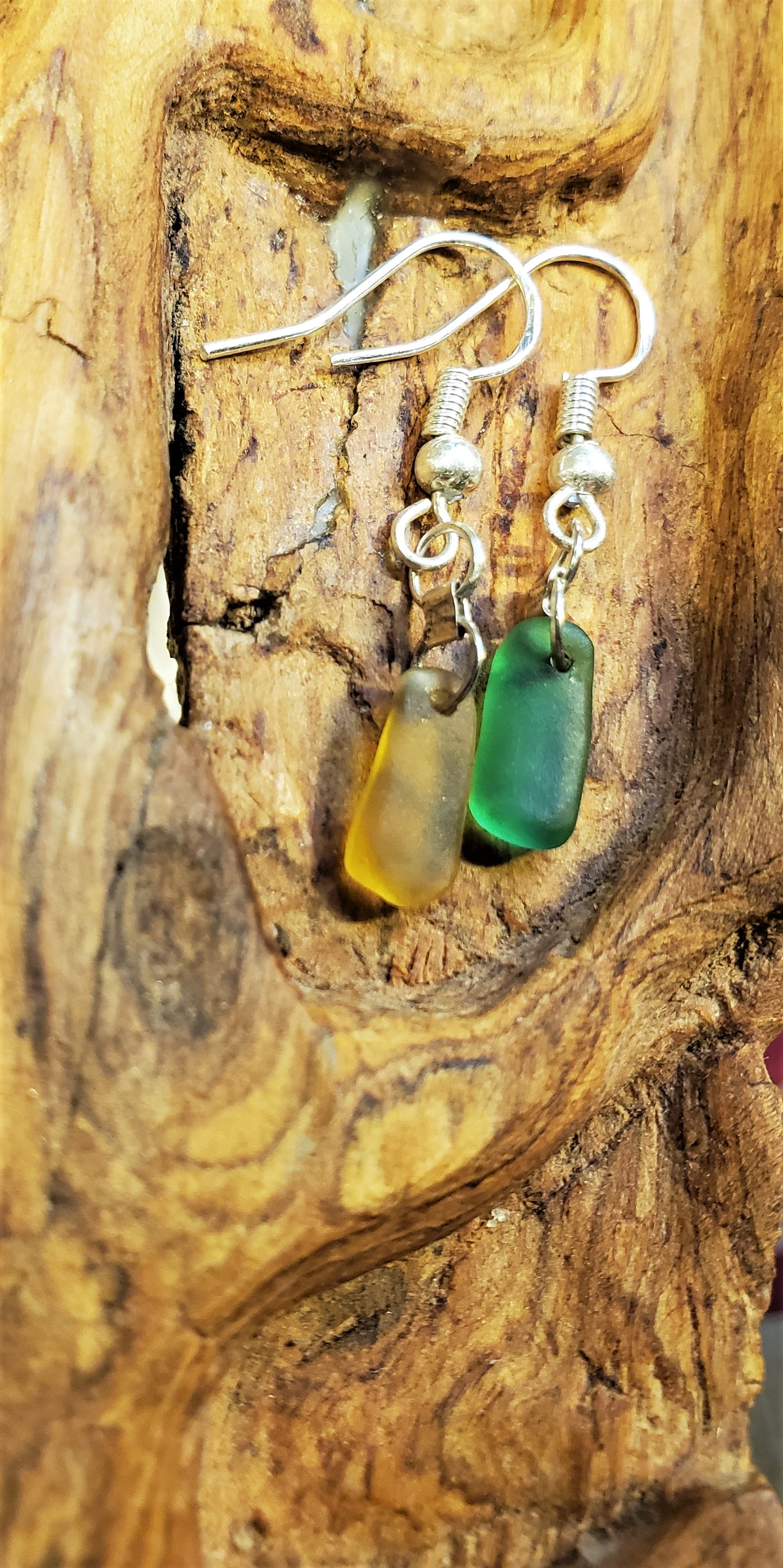 Seaglass Earrings(Yellow/Green)