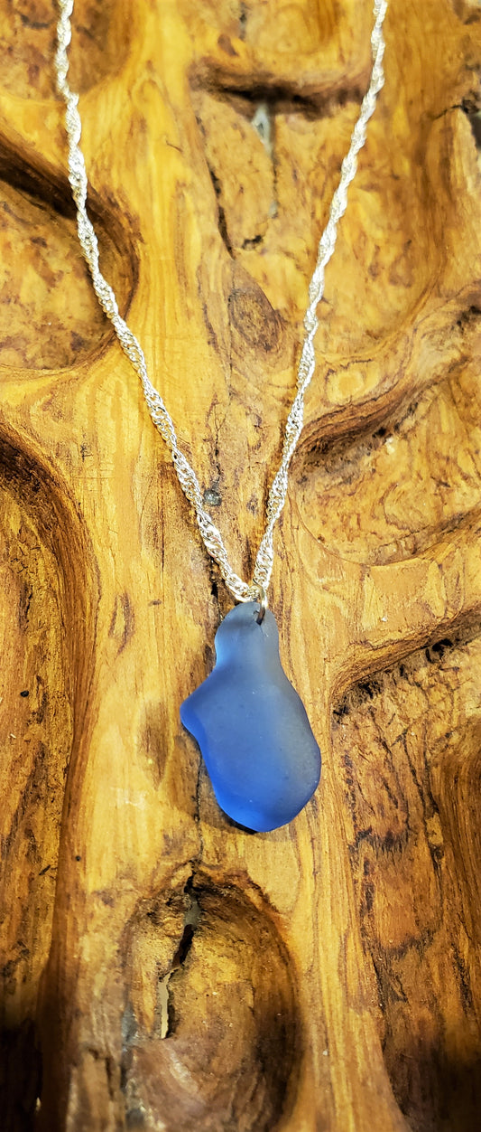 Seaglass Necklace(Cobalt Blue)